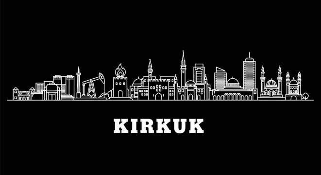 Kirkuk Skyline with Iraq City Silhouette.