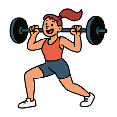 Cartoon woman lifting weights vector