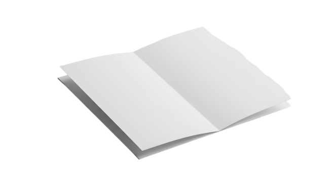 Open Blank Bifold Brochure Mockup with Soft Shadows and Clean White Pages.