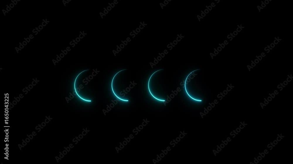 Poster neon light excellent color circle frame loading icon background animation. download progress, preloa