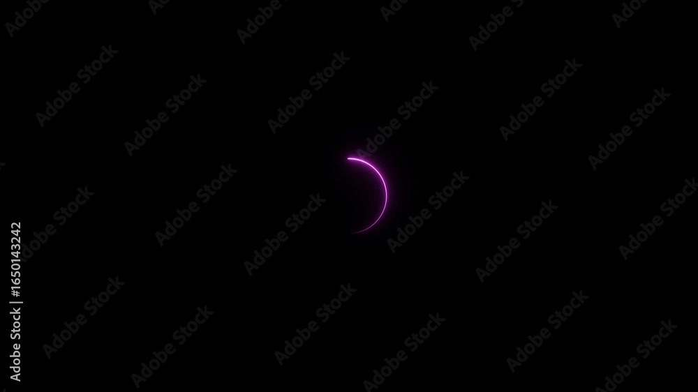 Poster neon light purple color circle frame loading icon background animation. download progress, preloaded