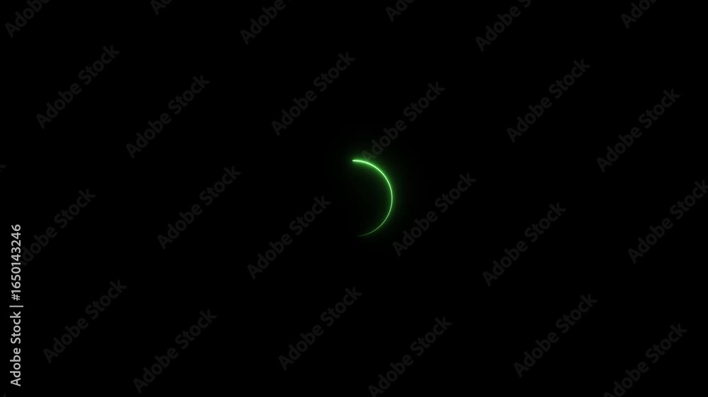 Poster neon light green color circle frame loading icon background animation. download progress, preloaded 