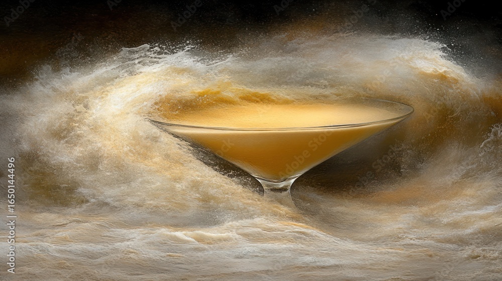 Poster abstract cocktail artwork with swirling clouds, creating a captivating visual experience