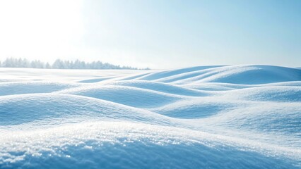 Undulating snowscape under bright sky winter landscape