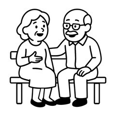 Elderly couple sitting together illustration vector