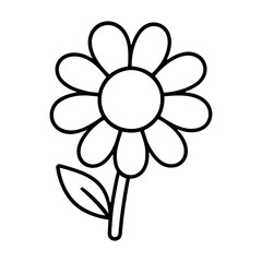Simple flower line art illustration vector