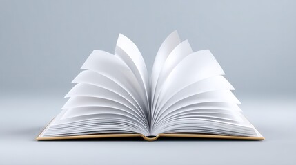 Open book with blank pages on a minimalist backdrop, inviting creativity and inspiration.
