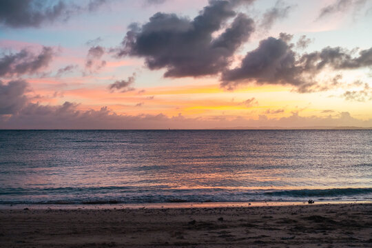 Beautiful sunset over the sea in the tropics. Sunset on the beach.