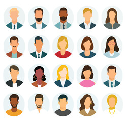 People Avatar Round Icon Set Profile Diverse vector
