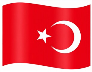 Obraz premium Turkey National Flag with Red Background Featuring Centered White Star and Crescent Moon with Crescent Positioned to the Right of the Star