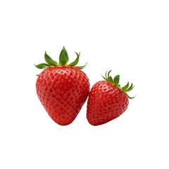 Two Fresh Strawberries Displayed on a Seamless Black Background Studio Shot