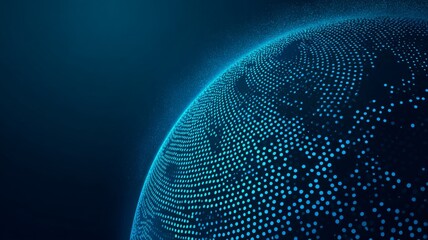Dark blue digital globe background with dotted network connections for global business, technology, and corporate presentations