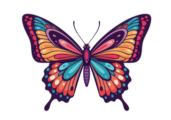 Fototapeta premium A beautifully illustrated butterfly showcasing vibrant multi-colored wings with intricate patterns and detailed designs.