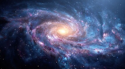 Vivid pink and blue spiral galaxy for sci-fi movie posters, space game backgrounds, cosmic event promotions, astronomy themes, futuristic decor

