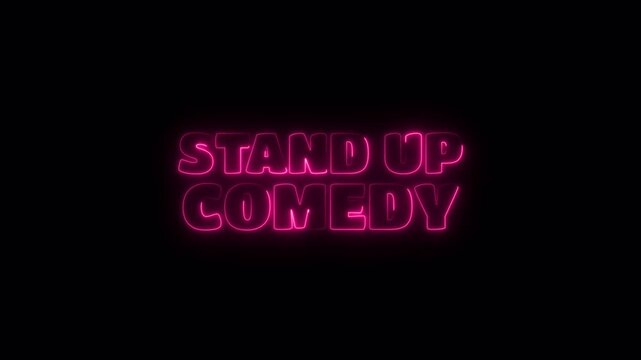 Stand up comedy neon animated text effect for entertainment posters, stage show and comedy club videos.