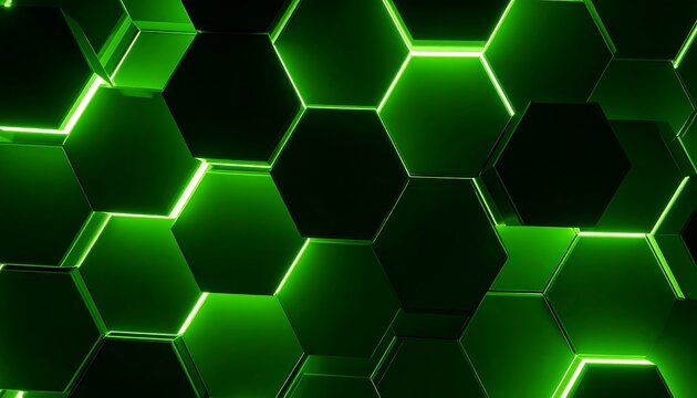 Green Glowing Hexagon Pattern.