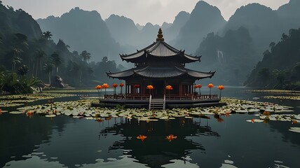 Obraz premium chinese pavilion in the park