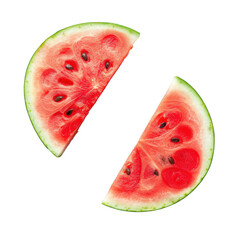 2 small slices of Watermelon top view isolate on transparency background