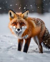 Fototapeta premium red fox in snow