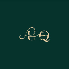 elegant style with wavy line UQ monogram initial logo design letter organic curve wedding