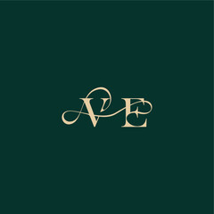 elegant style with wavy line VE monogram initial logo design letter organic curve wedding