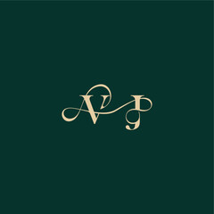 elegant style with wavy line VJ monogram initial logo design letter organic curve wedding