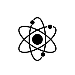 Atom model illustration with electrons orbiting a central nucleus core