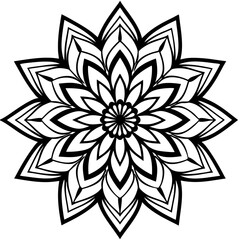 Fototapeta premium Black and White Floral Mandala Design.