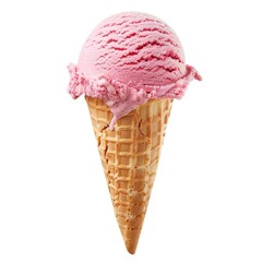 Pink ice cream scoop in waffle cone (3)