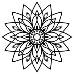 Black and White Floral Mandala Design.