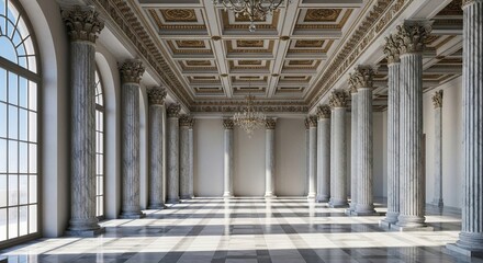 Grand Ballroom with Classical Architecture and Marble Columns