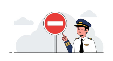 Pilot Directs Attention To Prohibited Access Symbol Near the Runway Area