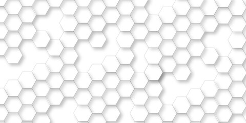 Abstract hexagon white background with shadow .white background Futuristic blue neon honeycombs. Modern technology design. Vector illustration.
