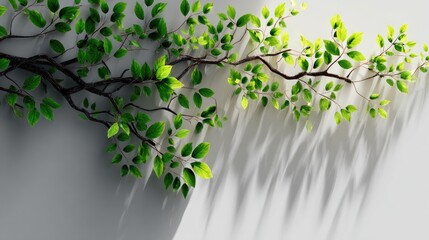 Fresh green branches against a light background