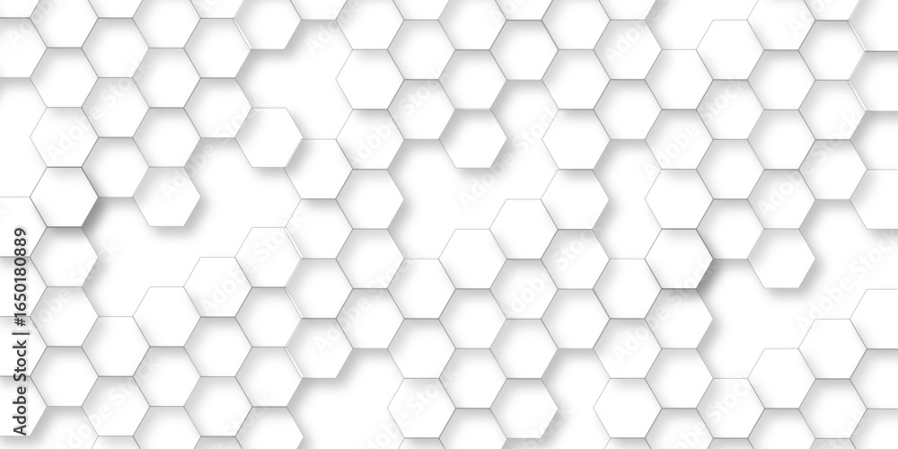 Poster abstract hexagon white background with shadow .white background futuristic blue neon honeycombs. mod