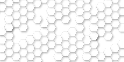 Abstract hexagon white background with shadow .white background Futuristic blue neon honeycombs. Modern technology design. Vector illustration.