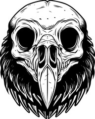 Obraz premium SVG of a skull animal in a dark fantasy Halloween theme. Skull of a Bird with Intricate Details and Dark Aesthetic Elements