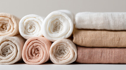 Elegant pastel muslin textile with soft lighting AI generative