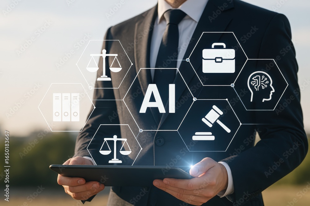 Poster futuristic presentation of artificial intelligence concepts.