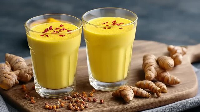 Golden Milk Delight: A Healthy Turmeric Drink for Wellness and Relaxation with fresh turmeric