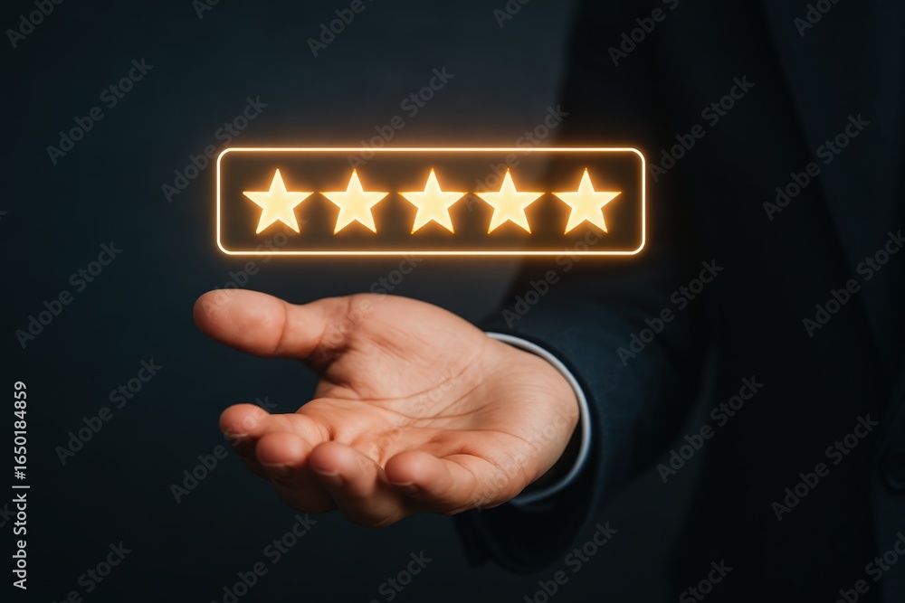 Poster five-star rating displayed in a hand.