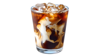 Iced coffee with creamy swirls, a refreshing summer drink to quench your thirst on hot days