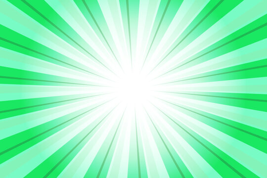 Spotify Green Abstract Sunlight Background. Glow Effect Sunburst Background for Presentation, Banner, Poster, Flyer, Sales. Pop Art Template for Summer and Spring. Rays Vector Theme.