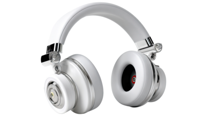 Stylish White Headphone: A pristine white headphone, elegantly designed with a minimalist aesthetic, represents the fusion of audio technology and modern style.