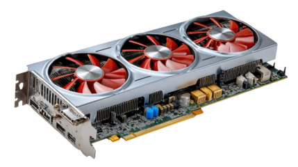 Advanced GPU cooling solution : A cutting-edge graphics processing unit (GPU) showcasing a sophisticated cooling system with powerful fans and intricate circuitry.