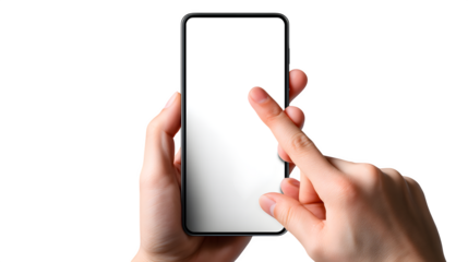Mobile app design template with finger touching screen for UI UX mockup and promotion needs instantly
