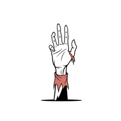 Fototapeta premium Scary zombie hand rising from grave halloween horror element