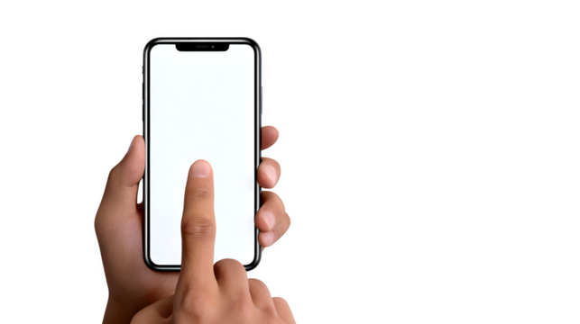 Finger touching smartphone screen for mobile app mockups and digital device promotions