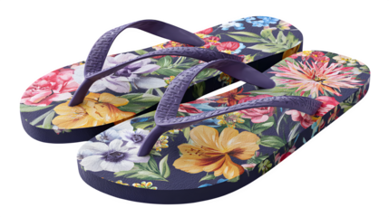Floral flip flops exude summer vibes, ideal for a beach vacation or poolside relaxation accessory