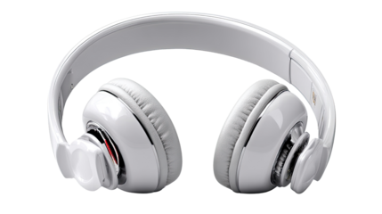 Crisp White Headphones: Sleek, minimalist headphones sit in a pristine state. capturing the modern aesthetic and focus on audio experience.